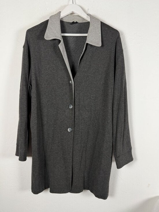 Staples Sweaters - Staples Womens Heather Gray Button-Up Cardigan Sweater Large Lightweight Casual